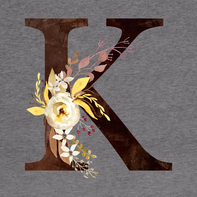 Floral Monogram K Lovely Autumn Foliage by floralmonogram